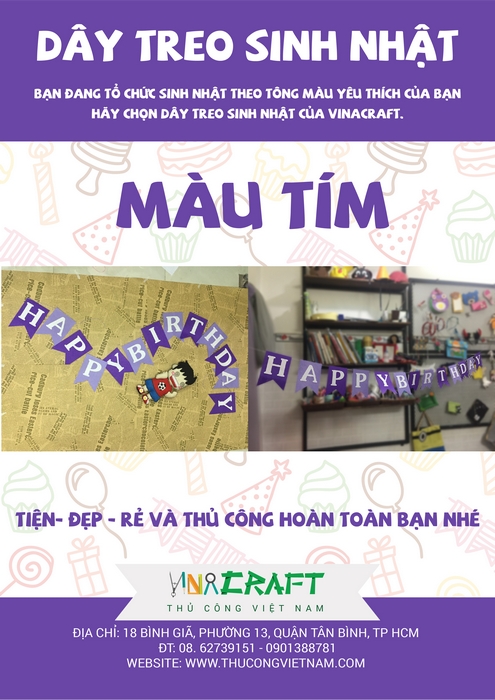 Bộ kit dây treo sinh nhật màu tím